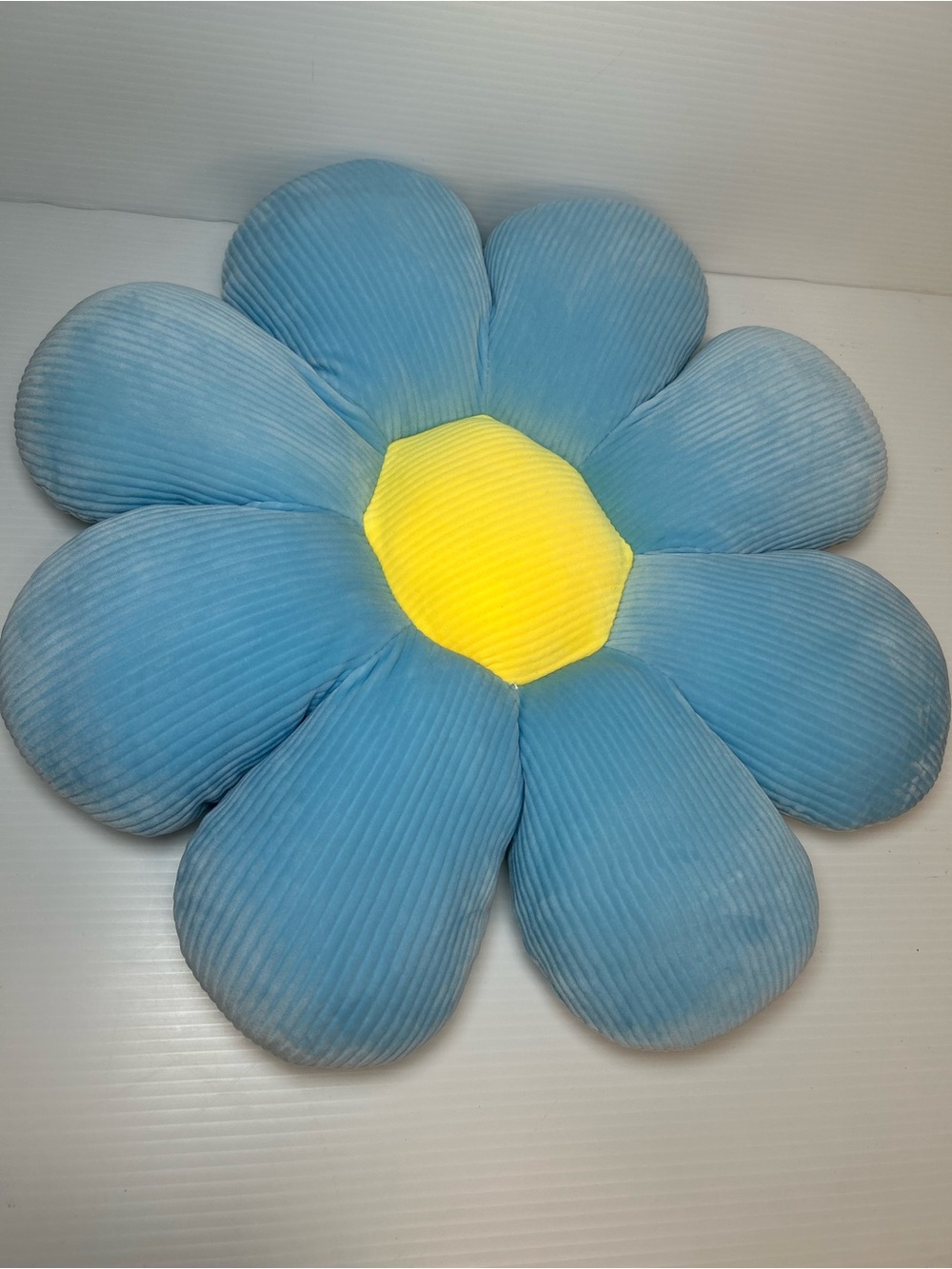 Blue and Yellow Daisy Flower-Shaped Corduroy Plush Decorative Pillow